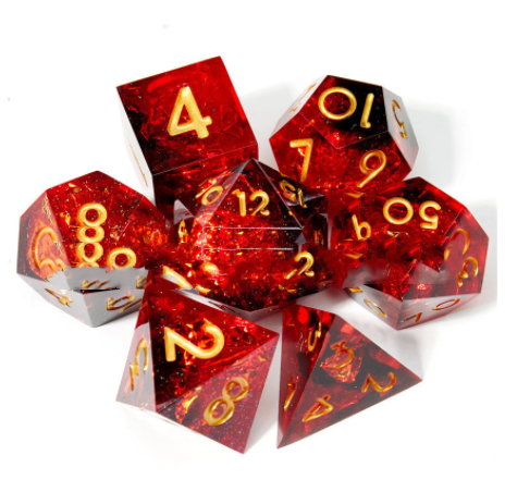 Resin Dice Set Dice Cthulhu Multi Faceted Running Group Sieve Red