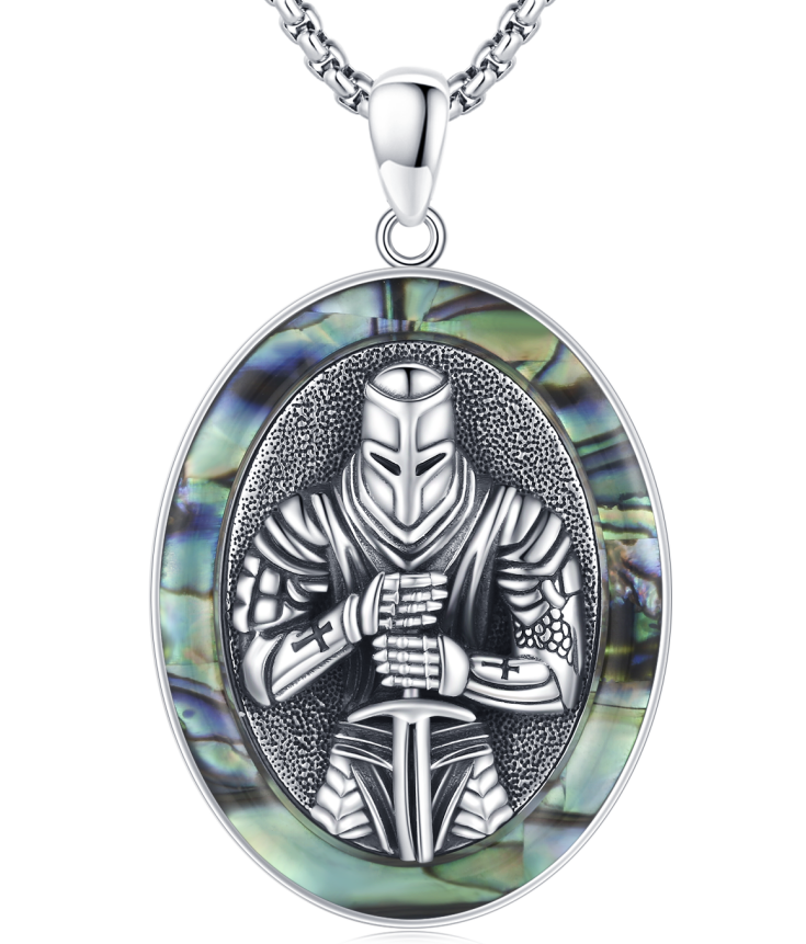 Knights Templar Necklace Sterling Silver Crusader Sword Shield Pendant Jewelry Silver
