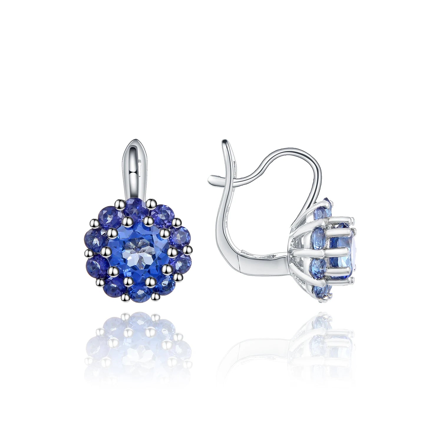 GEM'S BALLET Quartz Jewelry Gemstone Clip Earrings Iolite Blue Mystic Quartz Statement Earrings in Sterling Silver Gift For Her Mystic Quartz 925 Sterling Silver