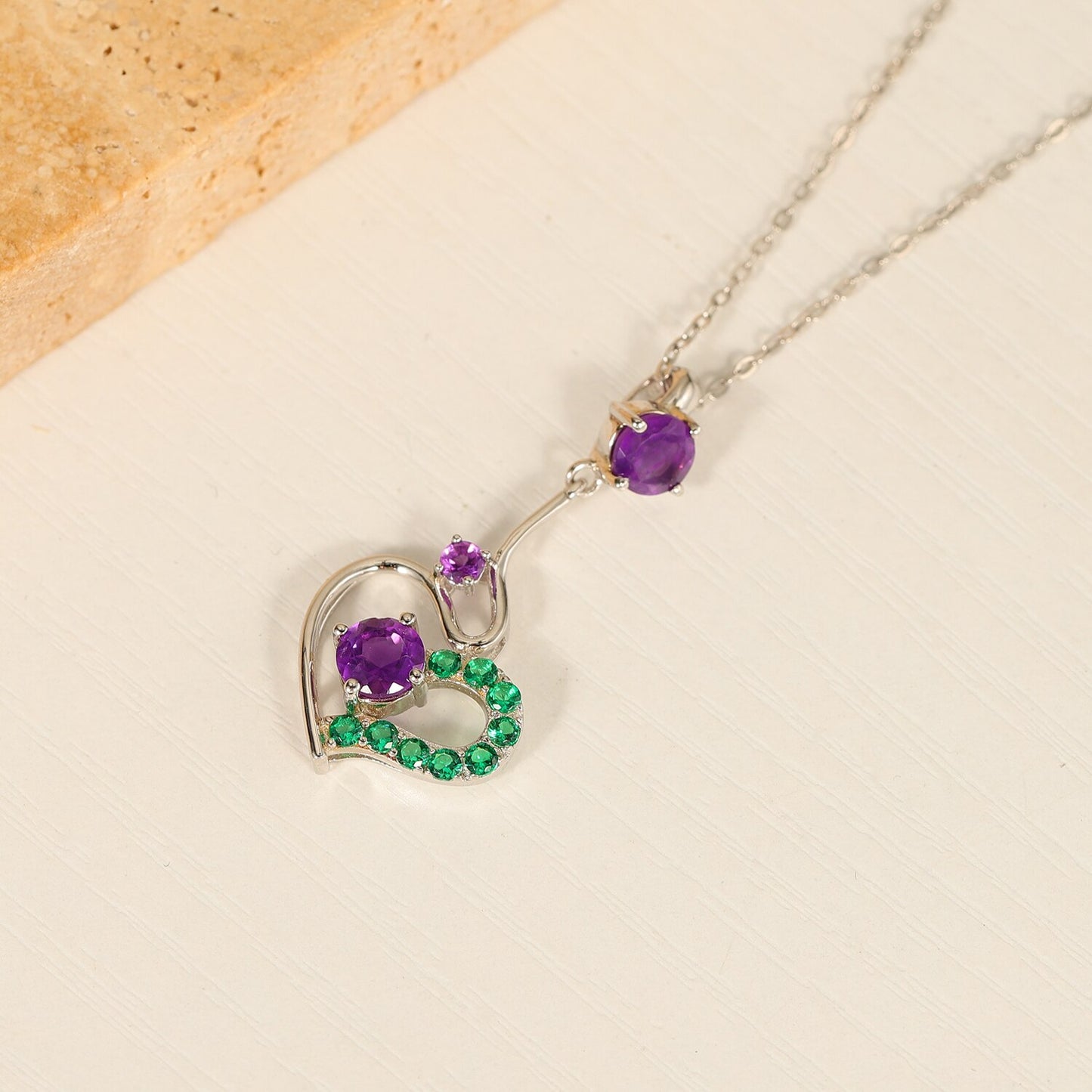 GEM&#39;S BALLET Cherry Shape Fruit Statement Necklace Amethyst Gemstone Pendant Necklace in 925 Sterling Silver Gift For Her