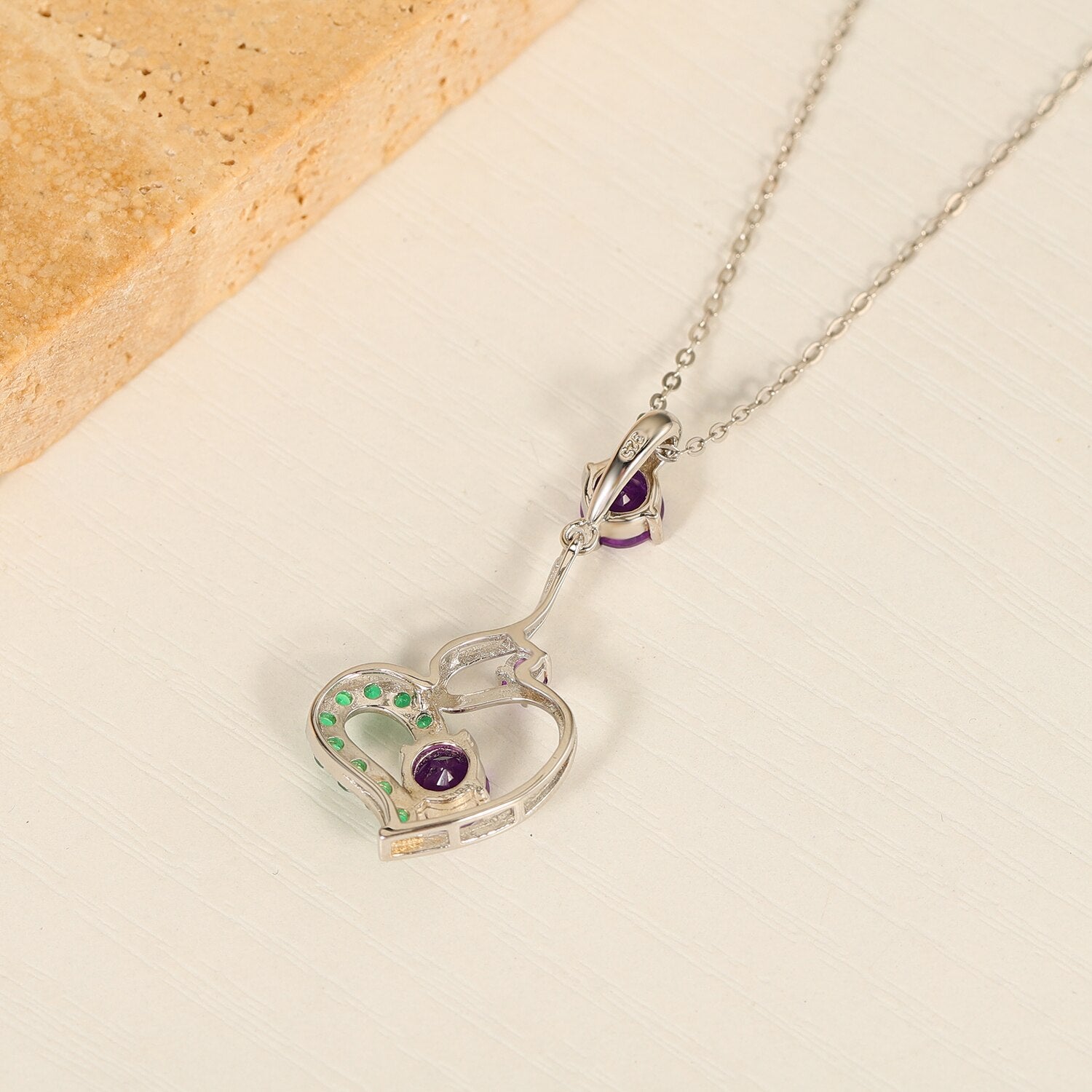 GEM&#39;S BALLET Cherry Shape Fruit Statement Necklace Amethyst Gemstone Pendant Necklace in 925 Sterling Silver Gift For Her