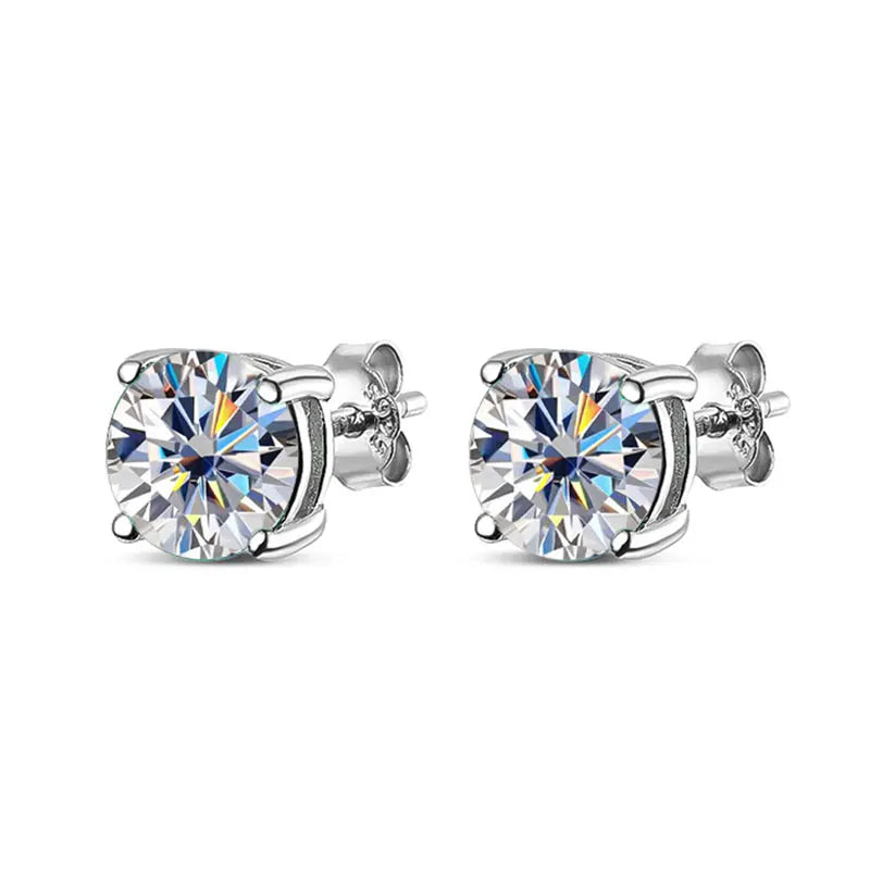 KNOBSPIN Moissanite Earring S925 Sterling Sliver Plated with 18k White Gold Earring for Women Man Sparkling Fine Jewelry