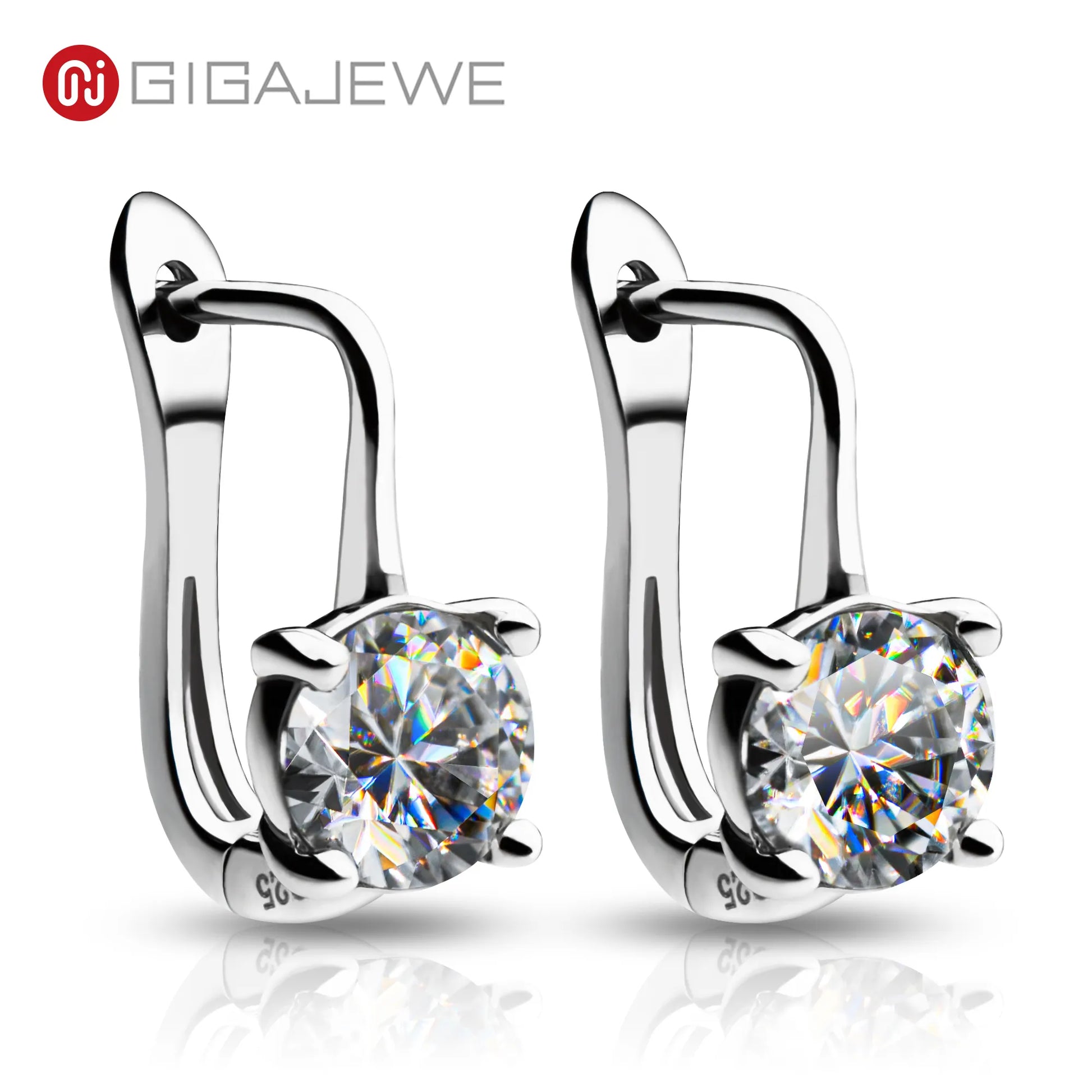 GIGAJEWE Moissanite D Color VVS1 Total 2ct S925 Silver Drop Earring