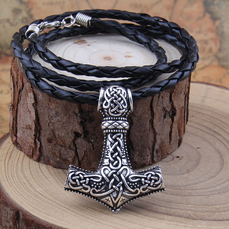 Huge Wolf Thor hammer necklace Mjolnir Viking Amulet Hammer Pendant Norse Jewelry with stainless steel chain