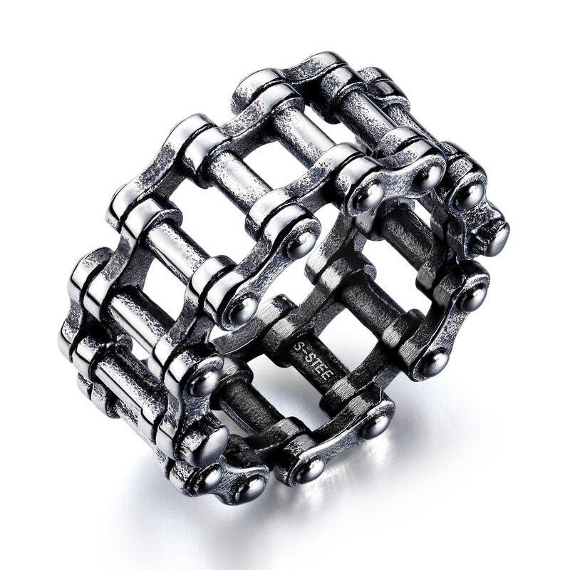 Industrial Style Mechanical Chain Stainless Steel Mens Rings Punk Hip Hop for Male Boy Biker Jewelry Creativity Gift