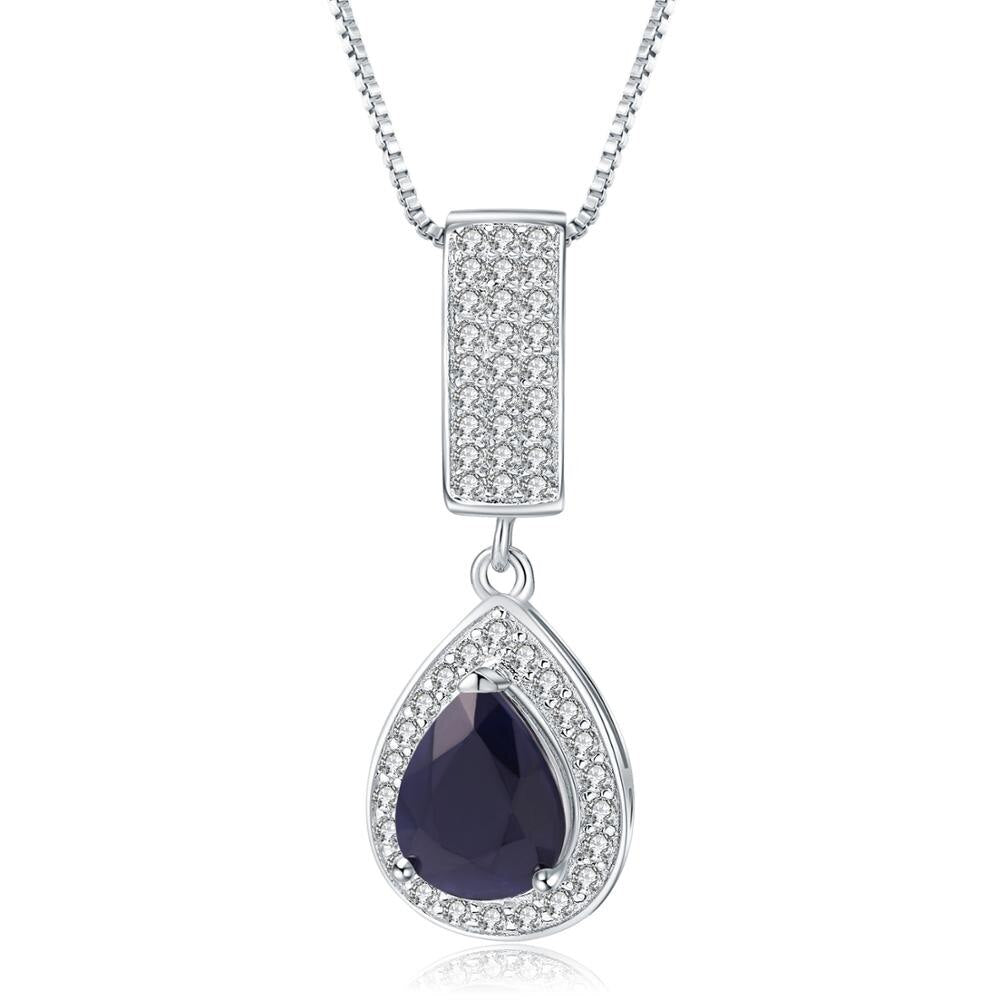 GEM&#39;S BALLET 925 Sterling Silver Jewelry 1.29Ct Natural Blue Sapphire Gemstone Elegant Pendant Necklace for Women Fine Jewelry