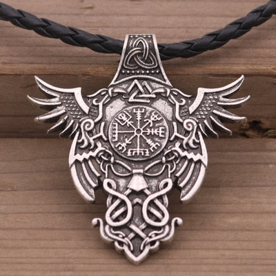 odin raven viking men necklace pendant celt norse Vegvisir Compass necklace Norway Valknut Trinity pagan amulet Jewelry 1