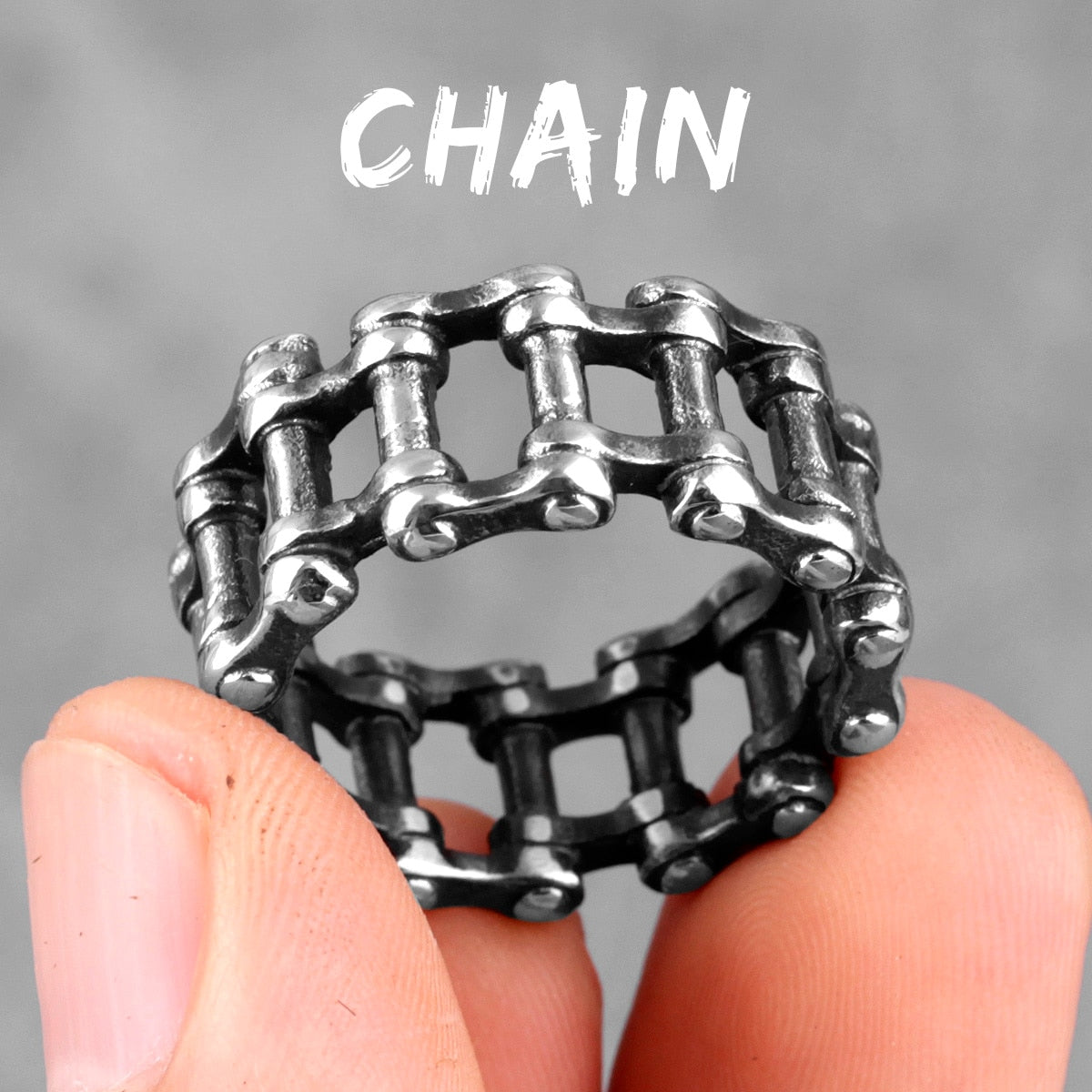 Industrial Style Mechanical Chain Stainless Steel Mens Rings Punk Hip Hop for Male Boy Biker Jewelry Creativity Gift R492-Chain