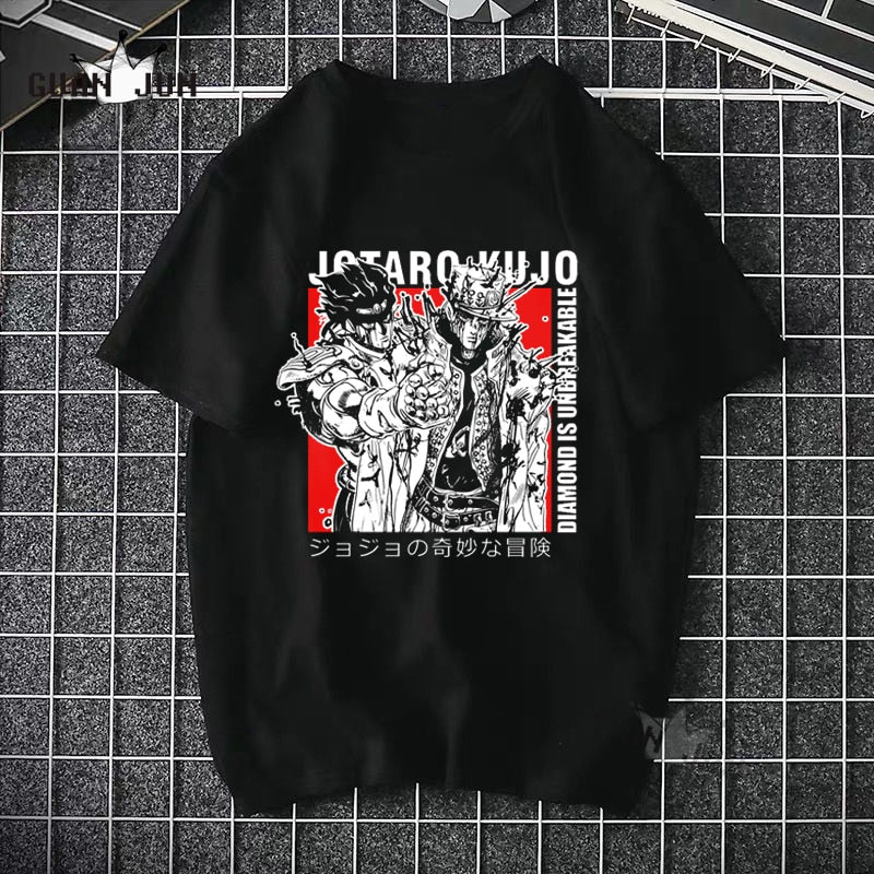 Jojo Bizarre Adventure T-Shirt Men Camiseta T Shirt Fashion 80s 90s Harajuku Japanese Anime Tee Shirt Plus Size Man&#39;s T-Shirt 02768
