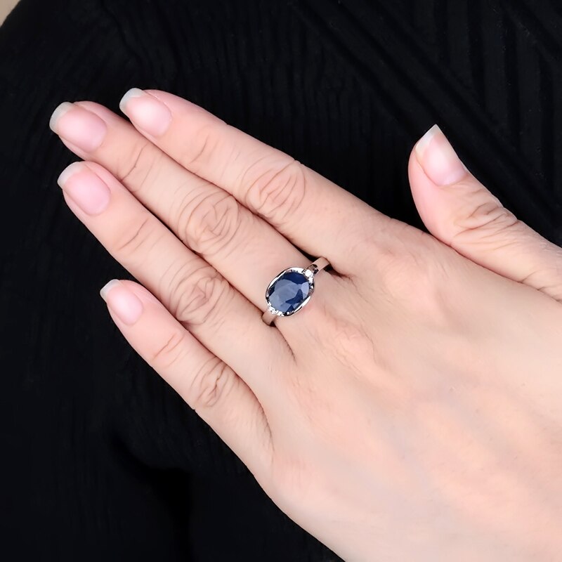 GEM&#39;S BALLET AU750 585 14K 10K 18K Gold 925 Silver Engagement Rings 3.24Ct Natural Blue Sapphire Gemstone Ring for Women