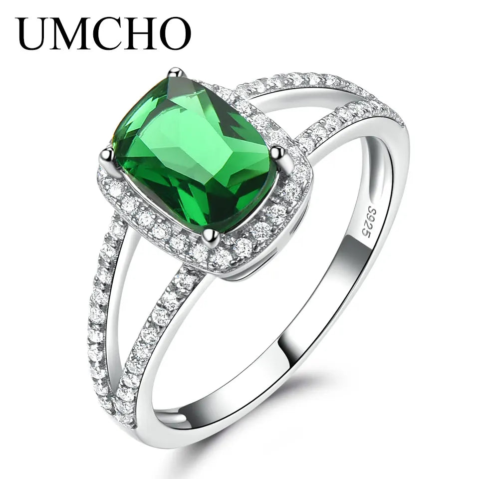 UMCHO Genuine Sterling Silver Rings For Women Engagement Nano Sky Blue Topaz Ring Silver 925 Gemstones Jewelry RUJ098E-1 CHINA