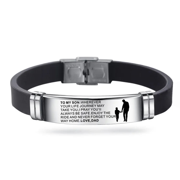 Simple Silicone Men Bracelet Adjustable Length Bangles Wristband Courage From Dad Mom To My Son You Are Brave Than Your Believe J-LOVE DAD