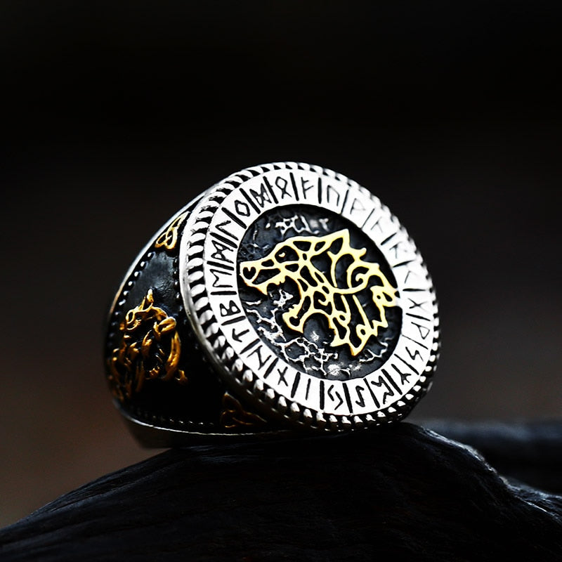 Beier Fashion Viking Rune Pattern Bear claw Celtic knot Ring Stainless Steel Mens Punk Jewelry BR8-739 BR8-725-pat gold