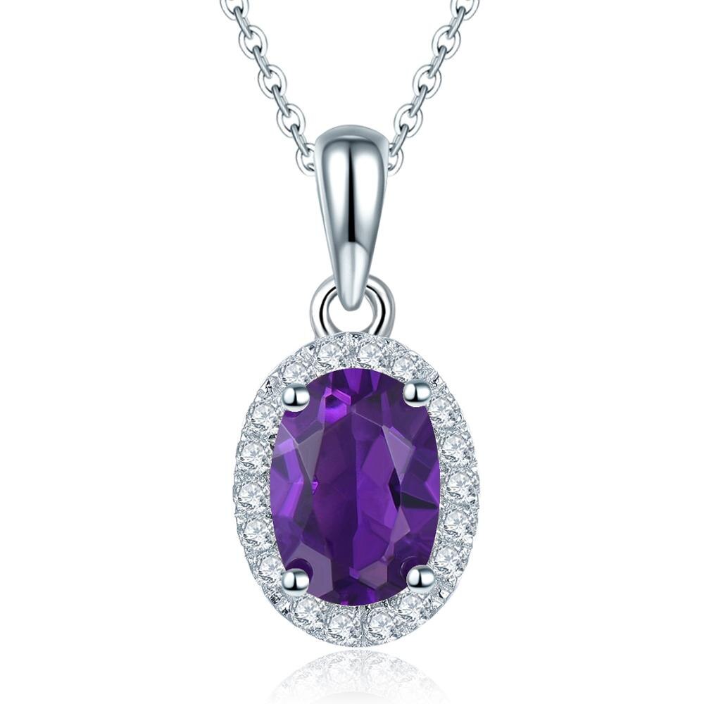 Hutang Genuine Purple Amethyst 925 Silver Pendant Solid 925 Sterling Silver Chain Fine Elegant Gemstone Jewelry for Women Amethyst