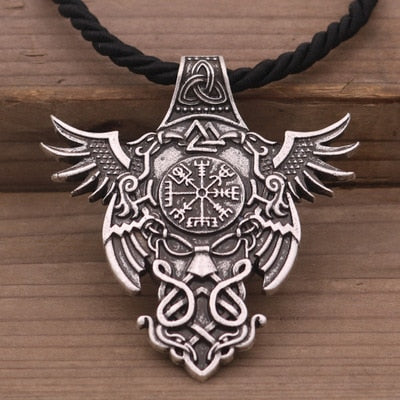 odin raven viking men necklace pendant celt norse Vegvisir Compass necklace Norway Valknut Trinity pagan amulet Jewelry 2