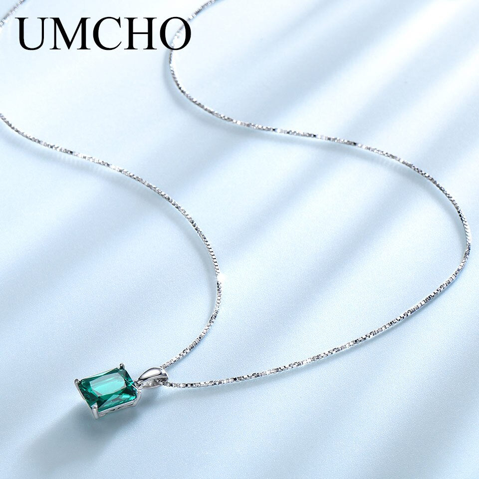 UMCHO Genuine 925 Sterling Silver Luxury Gemstone Necklaces Pendants for Women Elegant Fine Jewelry Party Wedding Mothers&#39; Gift