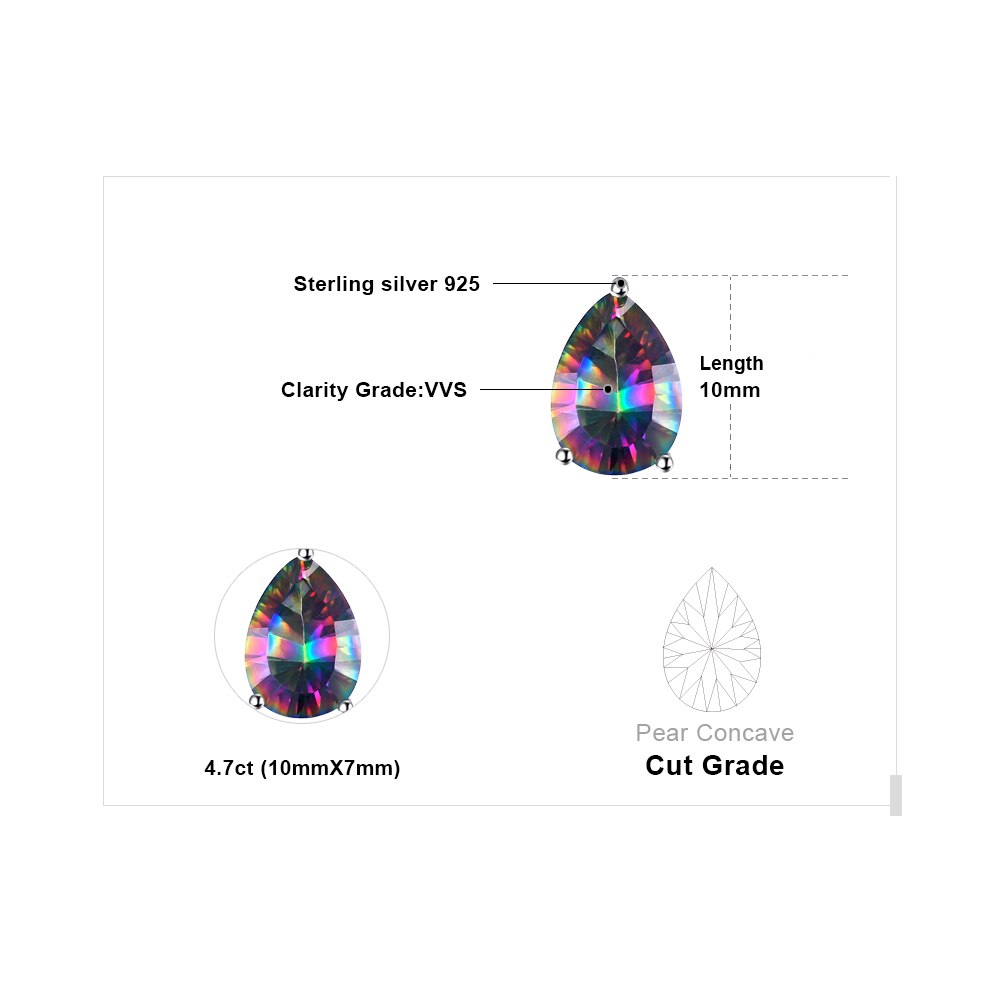 JewelryPalace 4.7ct Natural Rainbow Mystic Quartz 925 Sterling Silver Earring for Women Fashion Jewelry Trendy Gift New Arrival