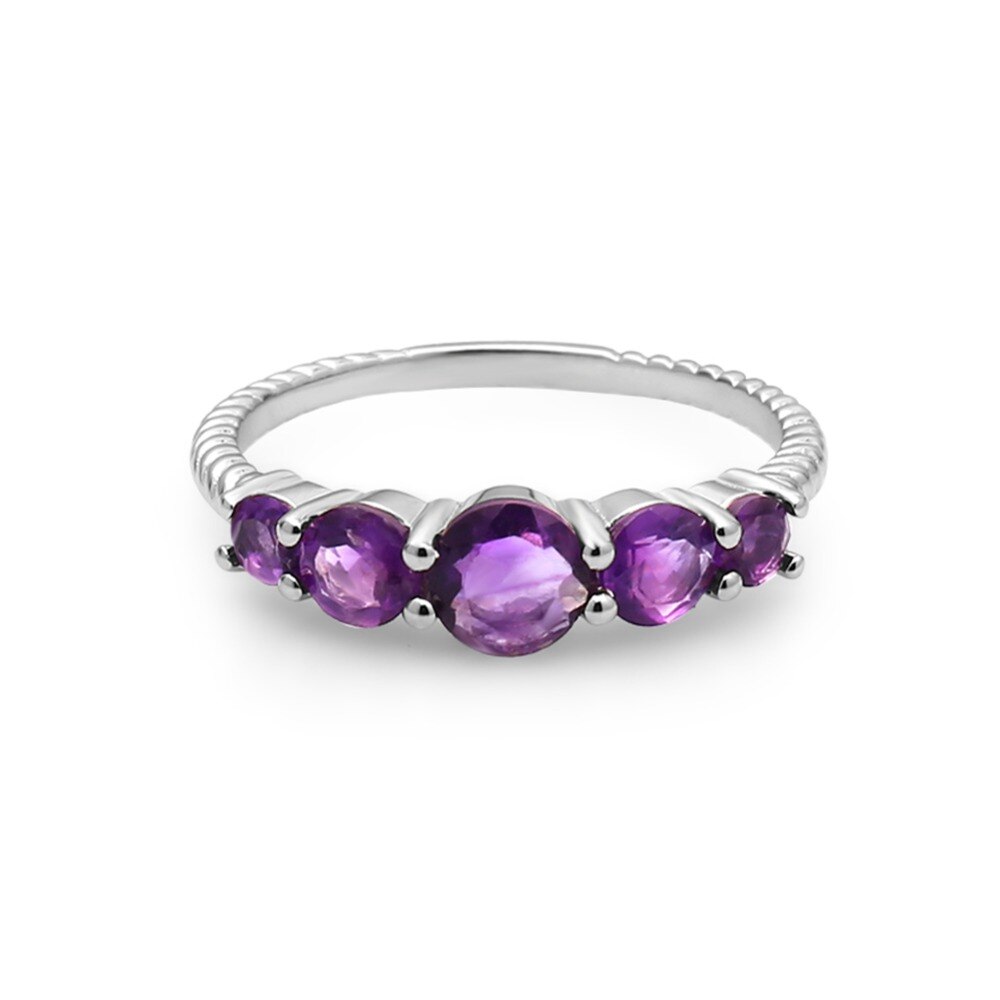 Gem&#39;s Ballet 1.28Ct Natural Amethyst Gemstone Stackable Ring For Women Wedding Band Ring 925 Sterling Silver Fine Jewelry