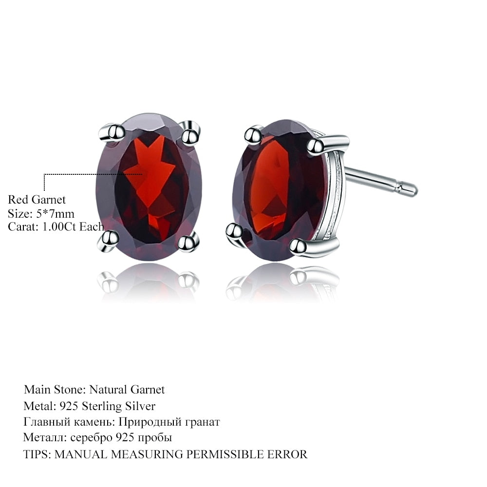 Gem&#39;s Ballet 5*7mm 2.00Ct Oval Natural Red Garnet Gemstone Stud Earrings 585 14K 10K 18K Gold 925 Silver Jewelry for Women