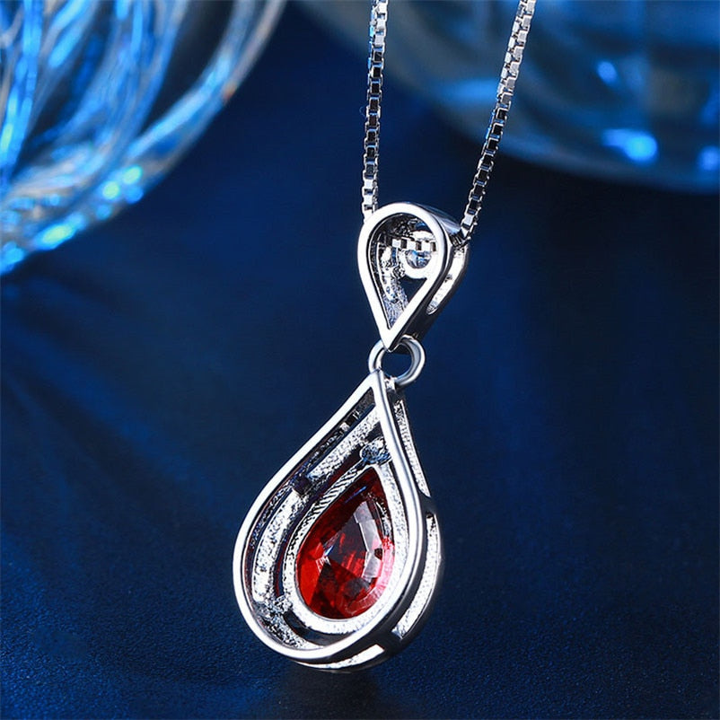 Necklace For Women Luxury Red Stone Beautiful Jewelry Pendents Necklace Wedding Party Accessories N005