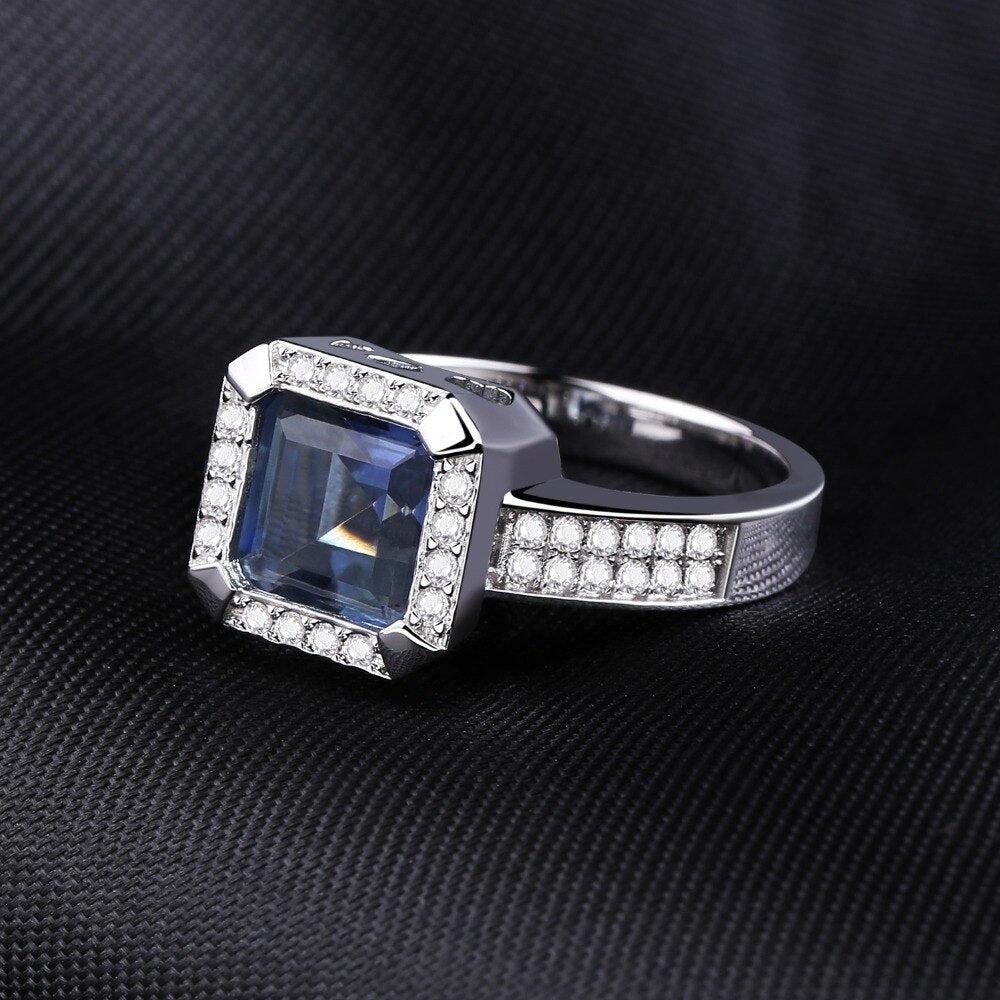 Gem&#39;s Ballet 2.2Ct Natural Iolite Blue Mystic Quartz Gemstone Vintage Rings Solid 925 Sterling Silver Fine Jewelry For Women