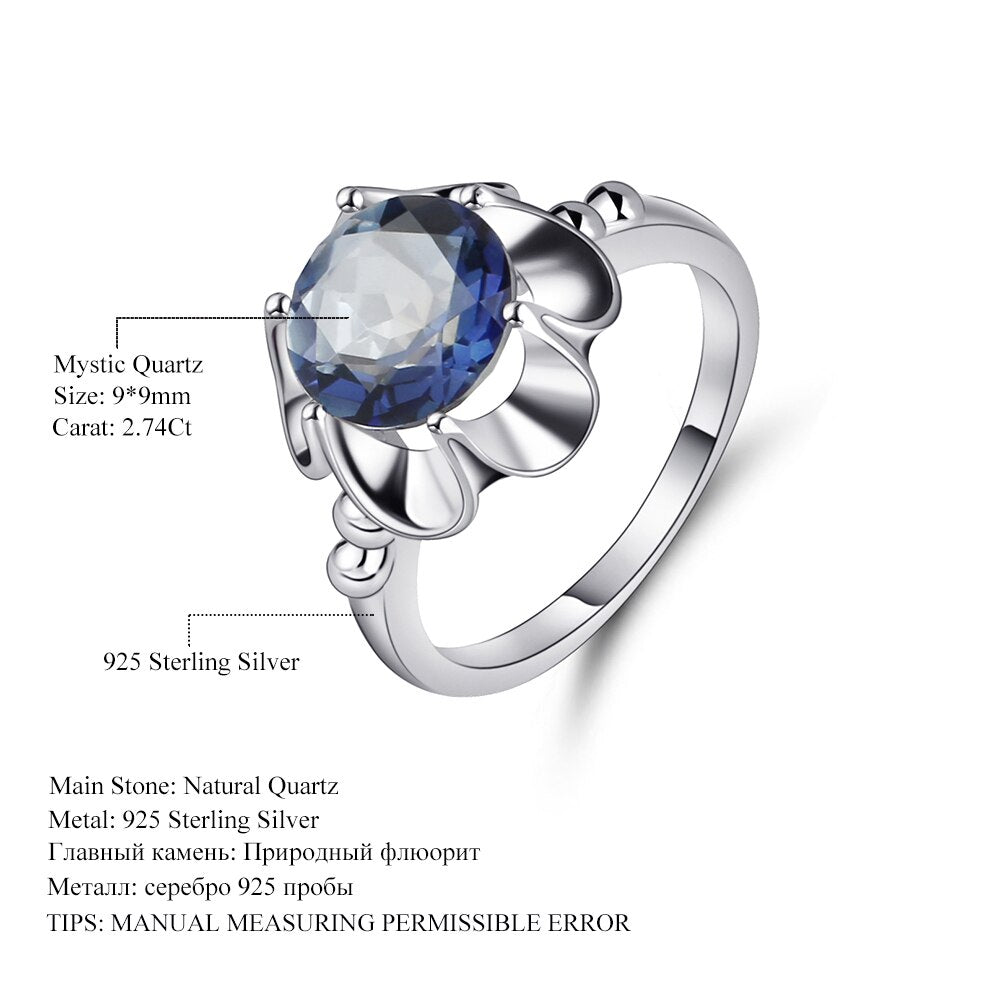 Gem&#39;s Ballet Mystic Topaz Iolite Blue Natural Gemstones Real 925 sterling silver Rings Women Gift Wedding Engagement jewelry