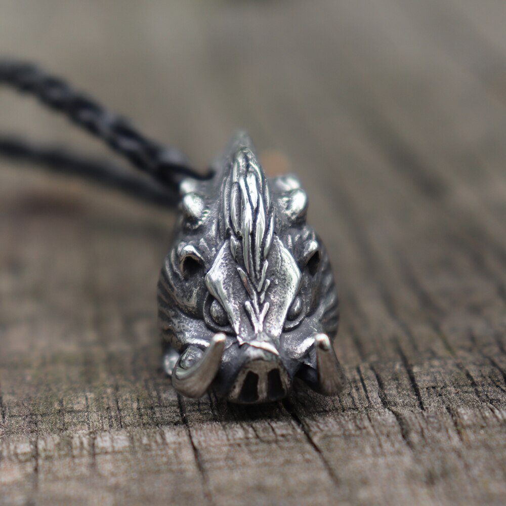 Men Wild Viking Wild Boar Stainless Steel Necklace Vintage Nordic Animal Charm Pendant Norse Jewelry