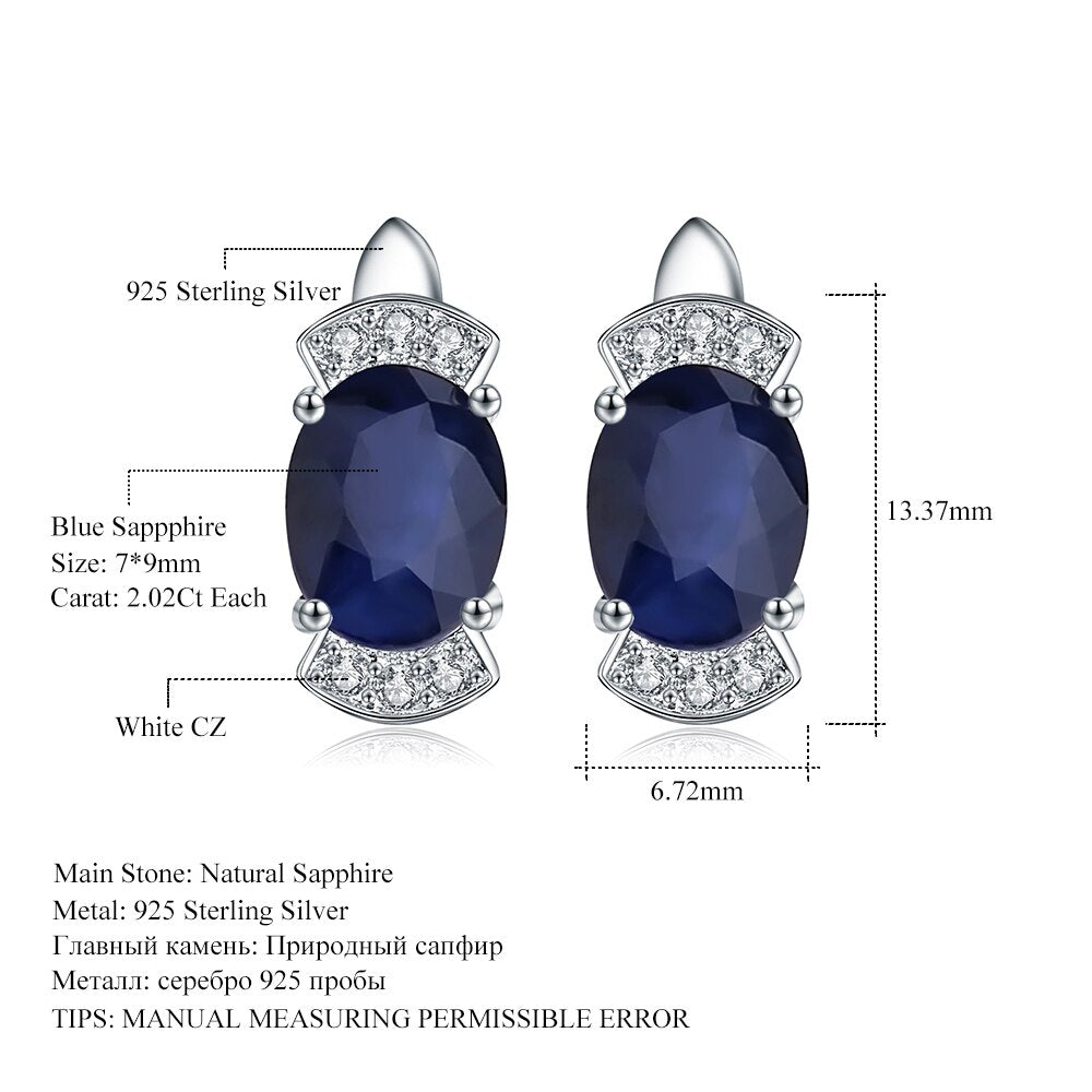 GEM&#39;S BALLET 925 Sterling Silver Stud Earrings 2.02Ct Natural Blue Sapphire Earrings For Women Engagement Wedding Fine Jewelry