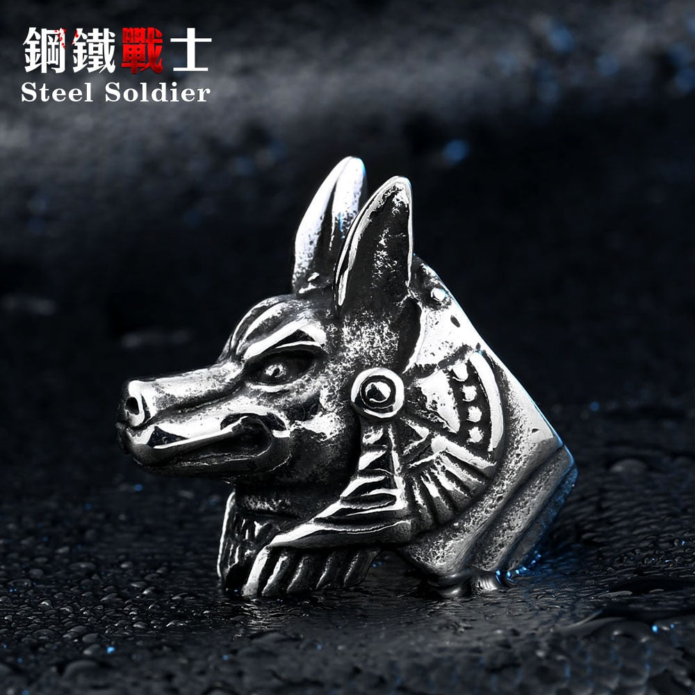 steel soldier Nordic wolf hammer of Thor Norse Viking men ring new arrivals men's jewelry Anubis