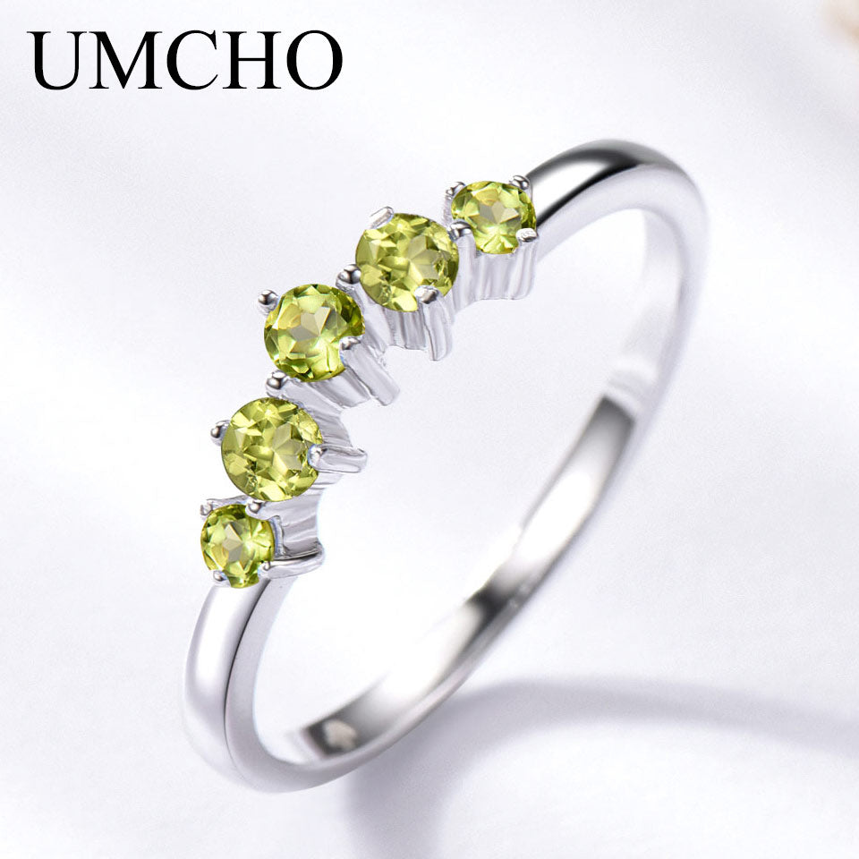 UMCHO Natural African Amethyst Rings for Women Solid 925 Sterling Silver Stacking Ring Engagement Wedding Gemstone Jewelry peridot