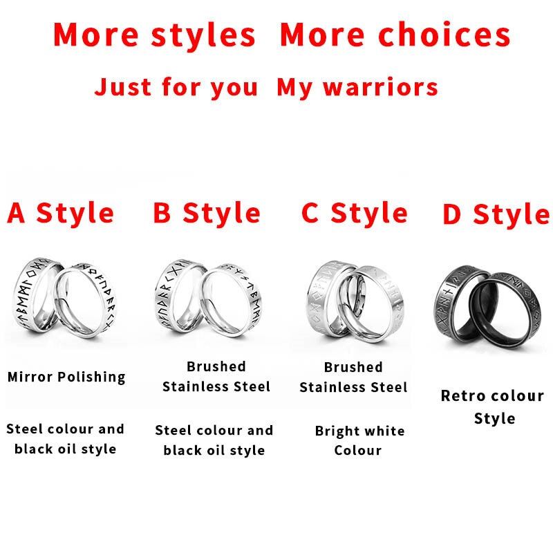 Beier 316L Stainless steel Fashion Style MEN and women Retro Odin Jewelry Viking Female Amulet Vintage Norse Rune words Rings