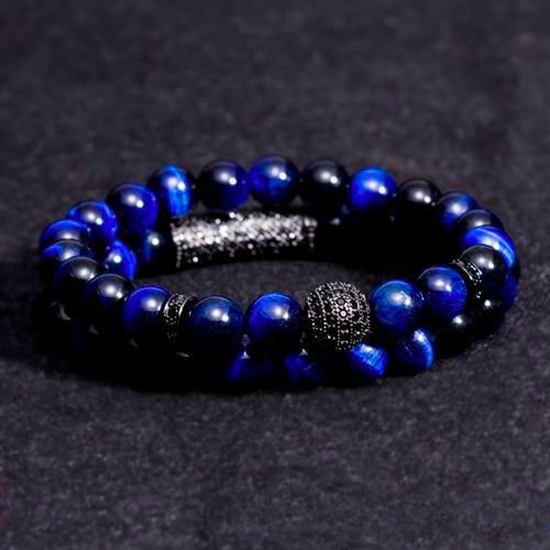 10mm Handmade Jewelry Beaded Bracelet Tiger Eye Stone Beads Charm Bracelet blue