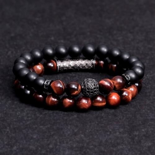 10mm Handmade Jewelry Beaded Bracelet Tiger Eye Stone Beads Charm Bracelet red