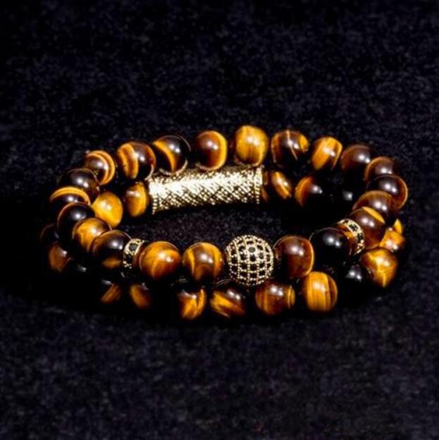 10mm Handmade Jewelry Beaded Bracelet Tiger Eye Stone Beads Charm Bracelet yellow
