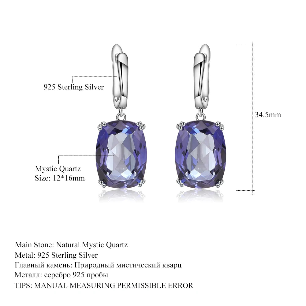 GEM'S BALLET Luxury 925 Sterling Silver Drop Earrings Natural Iolite Blue Mystic Quartz for Women Elegant Earrings Fine Jewelry