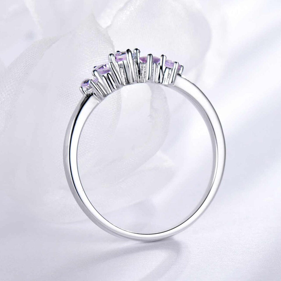 UMCHO Natural African Amethyst Rings for Women Solid 925 Sterling Silver Stacking Ring Engagement Wedding Gemstone Jewelry