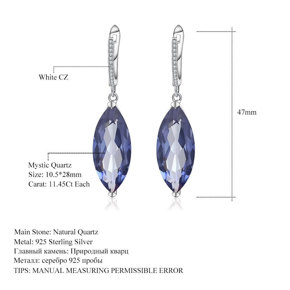 Gem&#39;s Ballet 22.9Ct Marquise Natural Iolite Blue Mystic Quartz Drop Earrings 925 Sterling Silver Earrings For Women Fine Jewelry