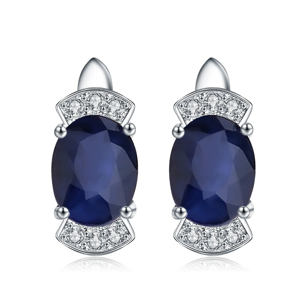 GEM&#39;S BALLET 925 Sterling Silver Stud Earrings 2.02Ct Natural Blue Sapphire Earrings For Women Engagement Wedding Fine Jewelry
