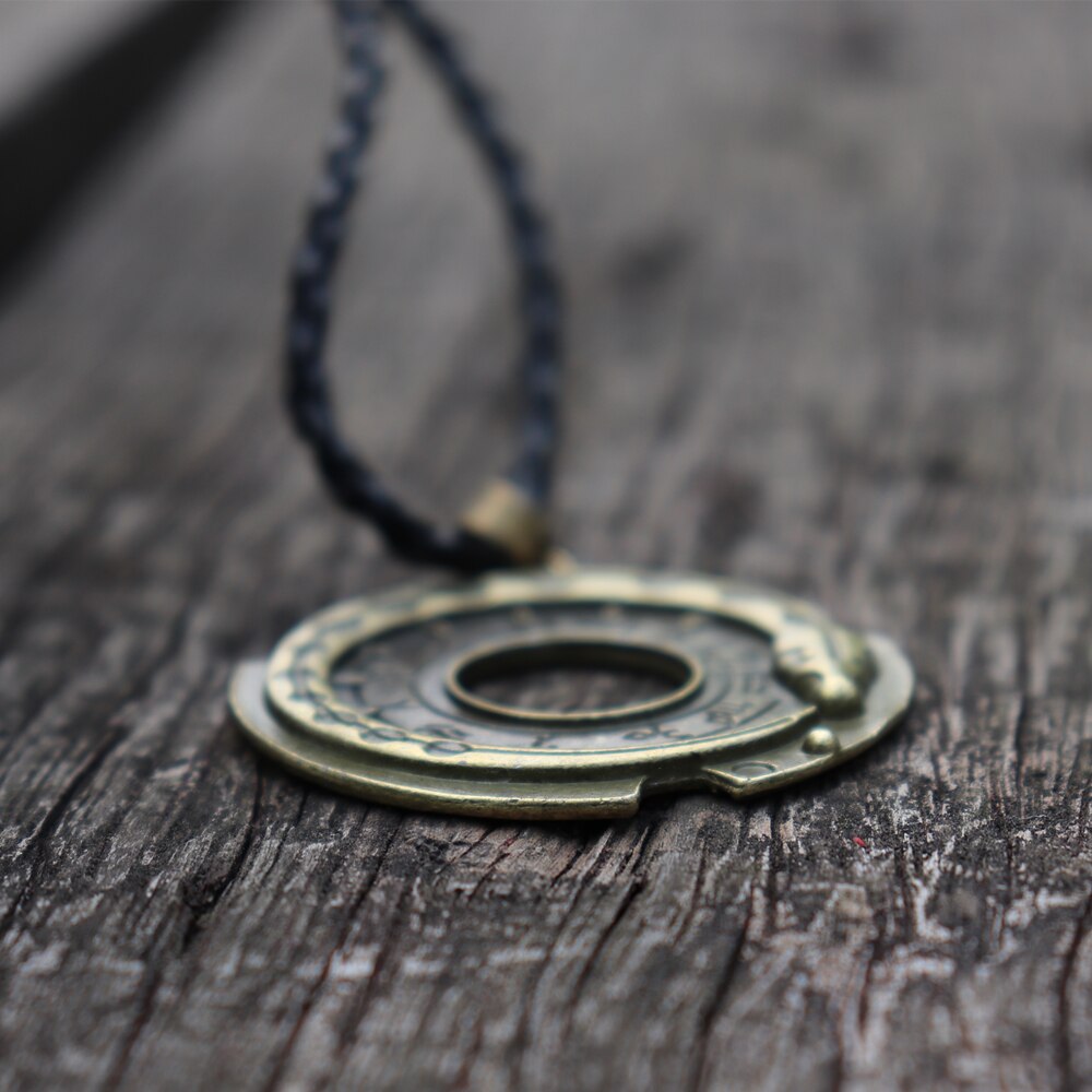 Oldest Mythology Symbol Ouroboros Infinity Snake Bronze Pendant Necklace Rune Norse Amulet Jewelry