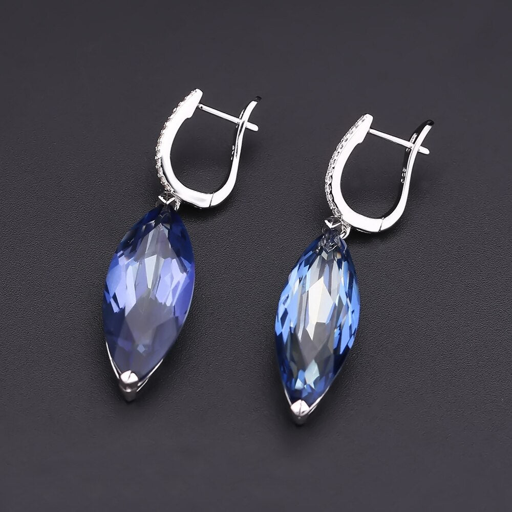Gem&#39;s Ballet 22.9Ct Marquise Natural Iolite Blue Mystic Quartz Drop Earrings 925 Sterling Silver Earrings For Women Fine Jewelry