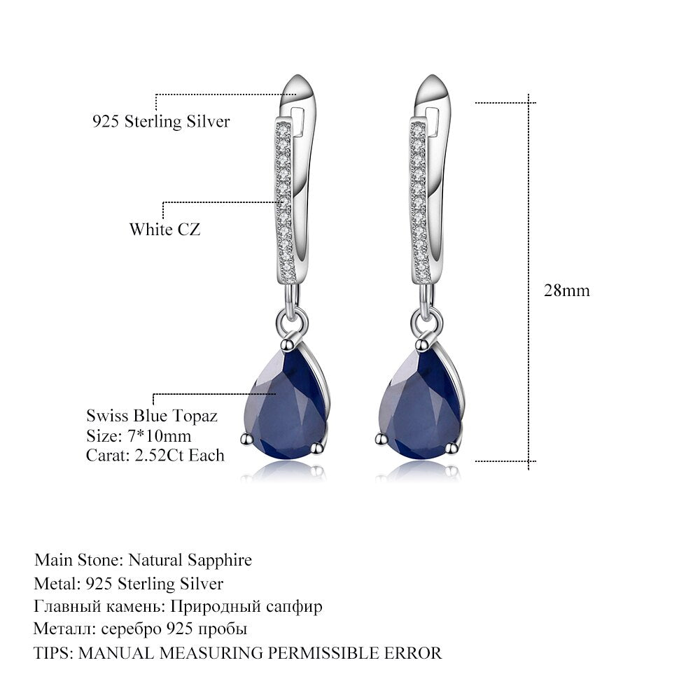Gem&#39;s Ballet 5.05Ct Natural Blue Sapphire Gemstone Drop Earrings 925 Sterling Silver Fine Jewelry For Women Wedding