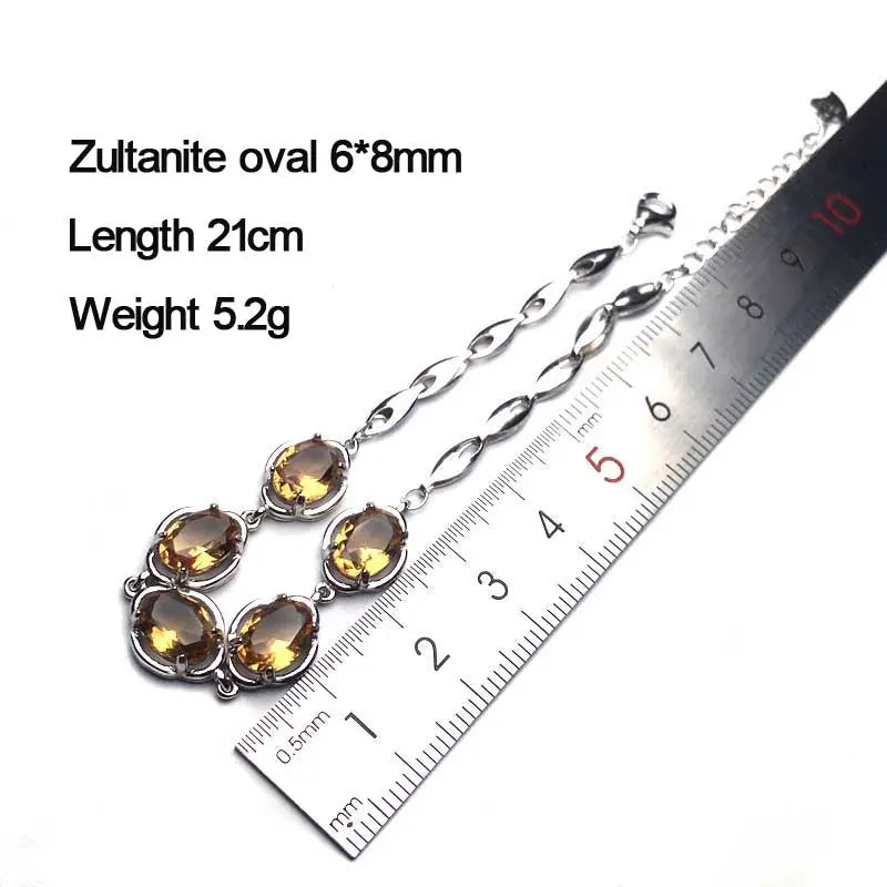 CSJ Zultanite Bracelet Sterling 925 Silver Oval6*8mm Cut Created Sultanite Color Chance Fine Jewelry Women Wedding Party Gift