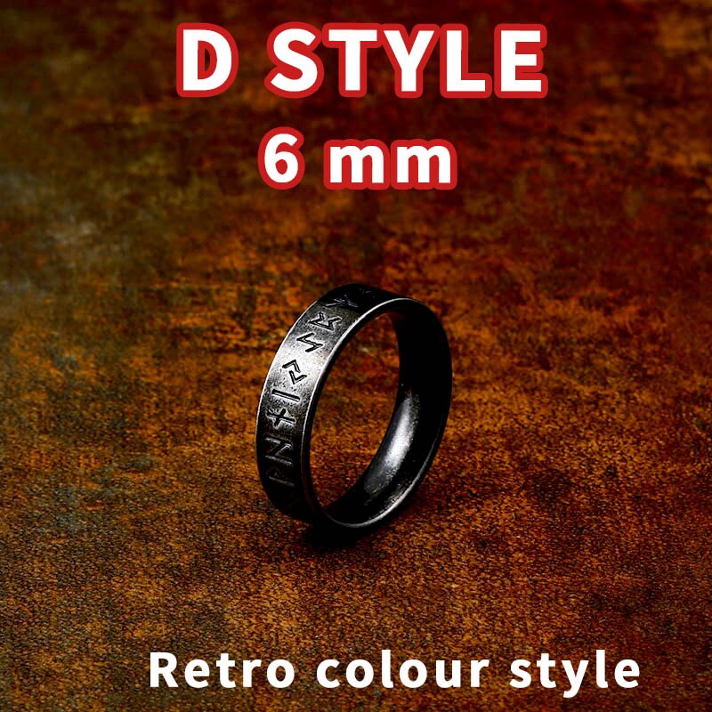 Beier 316L Stainless steel Fashion Style MEN and women Retro Odin Jewelry Viking Female Amulet Vintage Norse Rune words Rings D STYLE-6MM