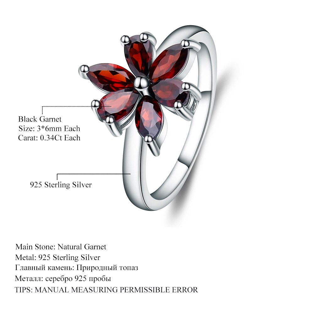 Gem&#39;s Ballet 585 14K 10K 18K Gold 925 Silver Ring Natural Garnet Rings Trendy Romantic Flower Engagement Rings For Women Party
