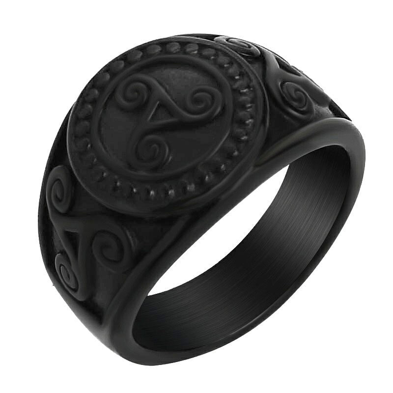 Man Norse Viking Rune Odin Symbol Amulet Ring Stainless Steel Jewelry Celtic Knot Ring Charm Wedding Rings for Men Black