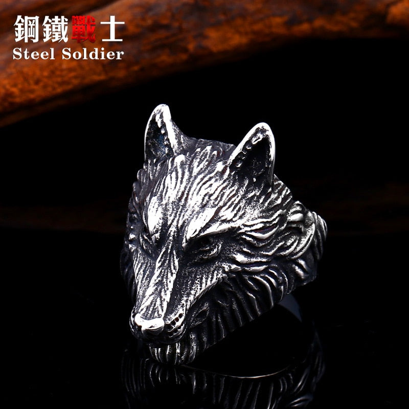 steel soldier Nordic wolf hammer of Thor Norse Viking men ring new arrivals men's jewelry new wolf ring
