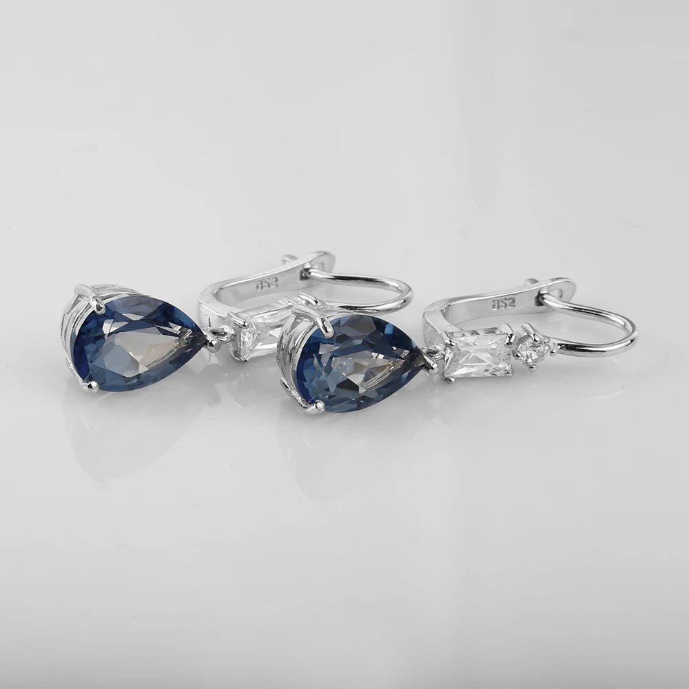 Gem's Ballet 7.57Ct Natural Iolite Blue Mystic Quartz Gemstone Drop Earrings 925 Sterling Silver Fine Jewelry For Women Wedding