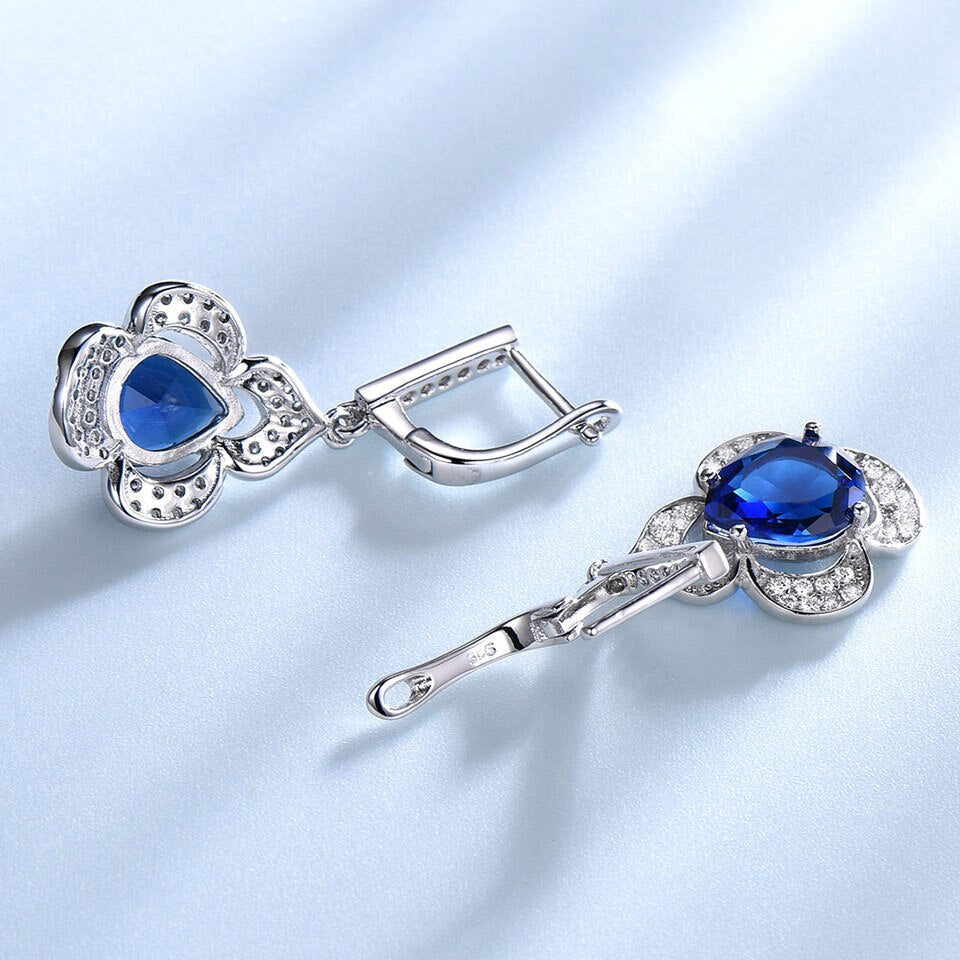 UMCHO Blue Sapphire Drop Earrings for Women Gemstone Genuine 925 Sterling Silver Fashionable Romantic Gift Engagement Jewelry