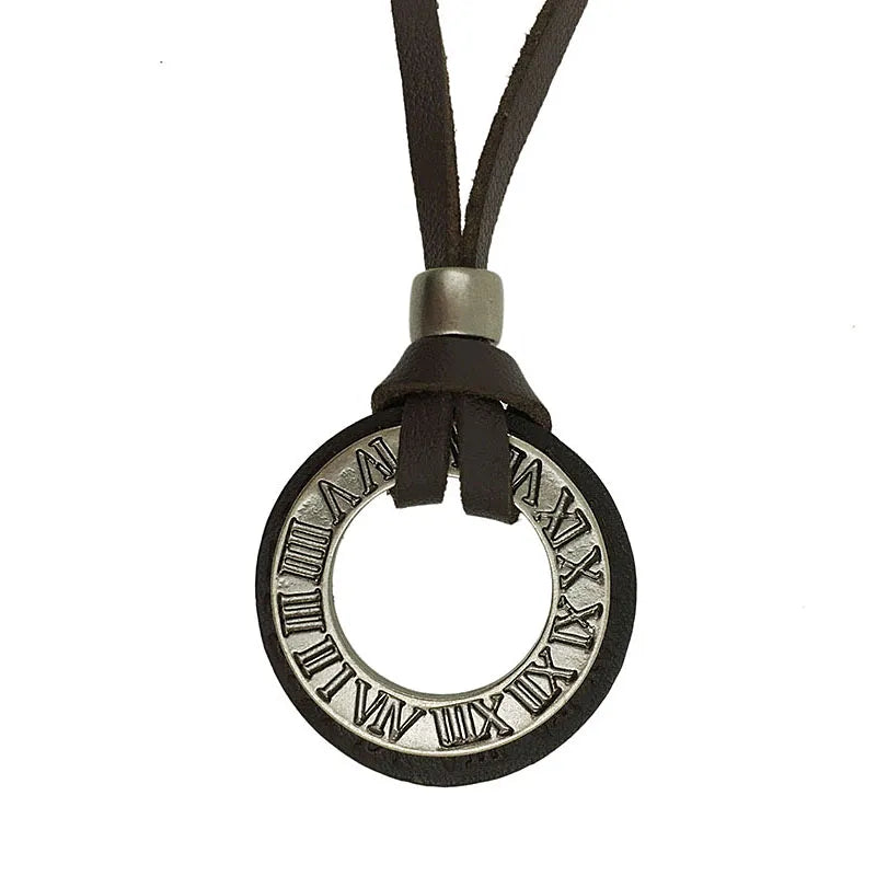 Maxi Necklace Men Jewelry Vintage Rome Genuine Leather Necklace Statement necklaces & pendants Men Necklaces Women Choker New in Silver