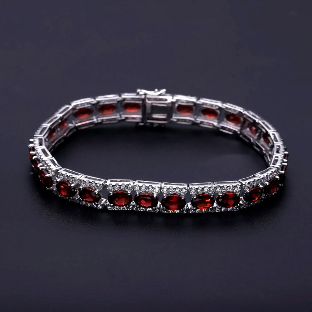 GEM&#39;S BALLET 0.6Ct Natural Garnet Gemstone 925 Sterling Silver Vintage Bracelets&amp;bangles For Women Wedding Engagement Jewelry